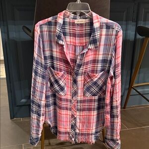Bella Dahl Plaid Button-Up in Red, Navy & White